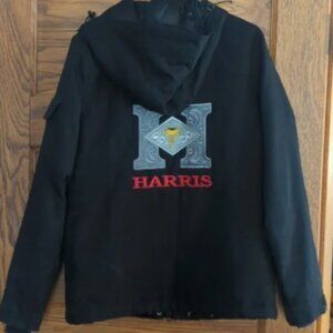 Cruel Girl Harris Leather Western Saddle Logo Hooded Winter Coat Black Size XS